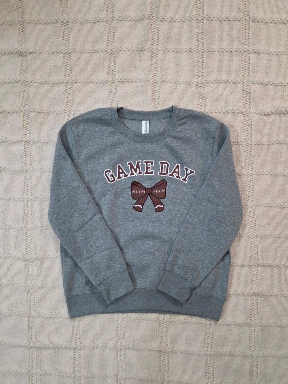 Gray GAME DAY Pullover Sweatshirt with Football Bow